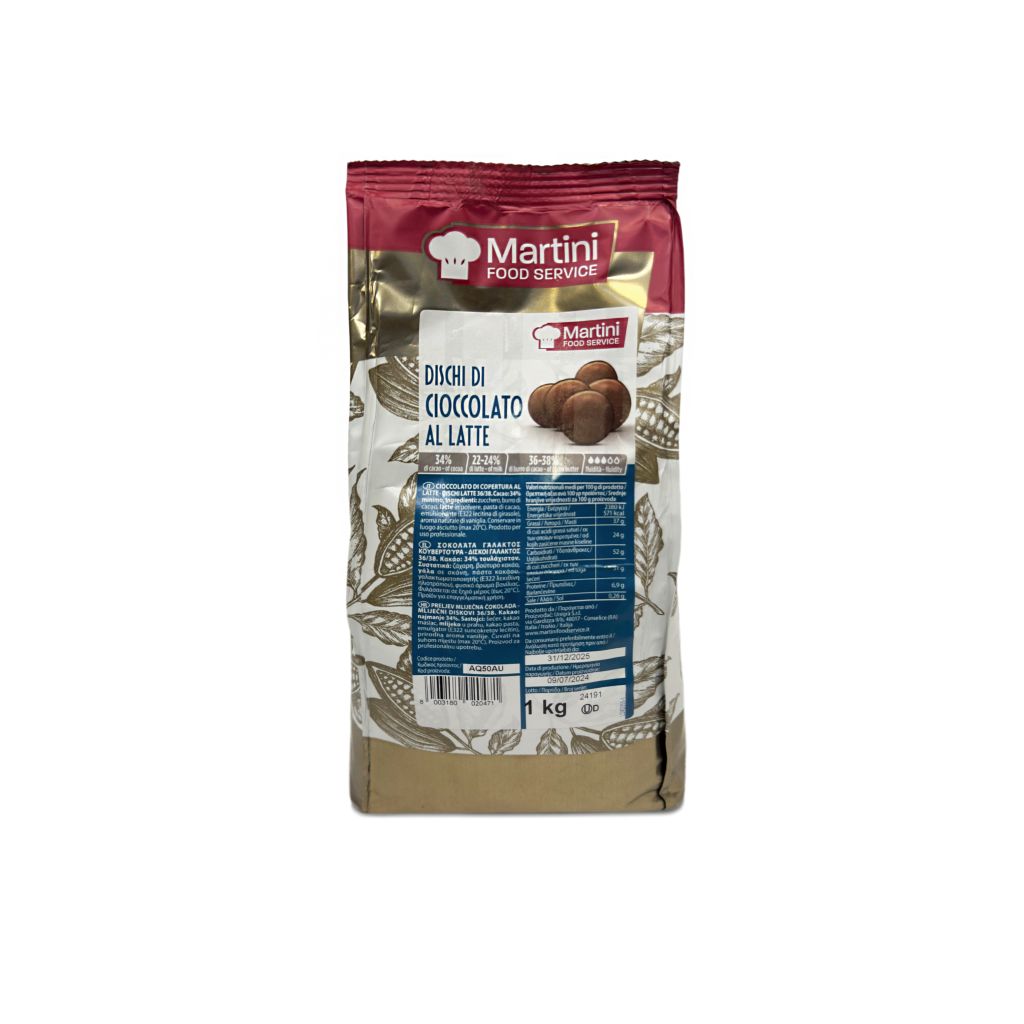 CIOCCOLATO LATTE 34% DISCHI | CT: 10CF X 1kg | UNIGRA' - MARTINI FOOD SERVICE