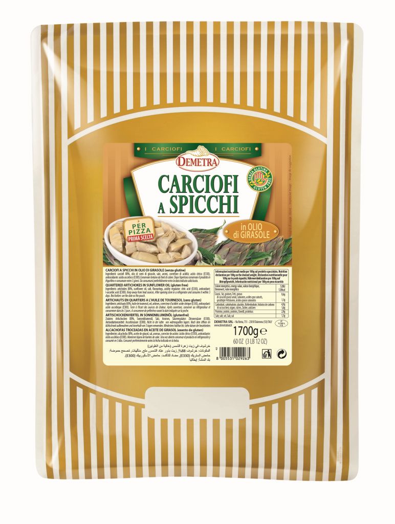 CARCIOFI SPICCHI OLIO GIRASOLE | 6CF X 1700g | DEMETRA