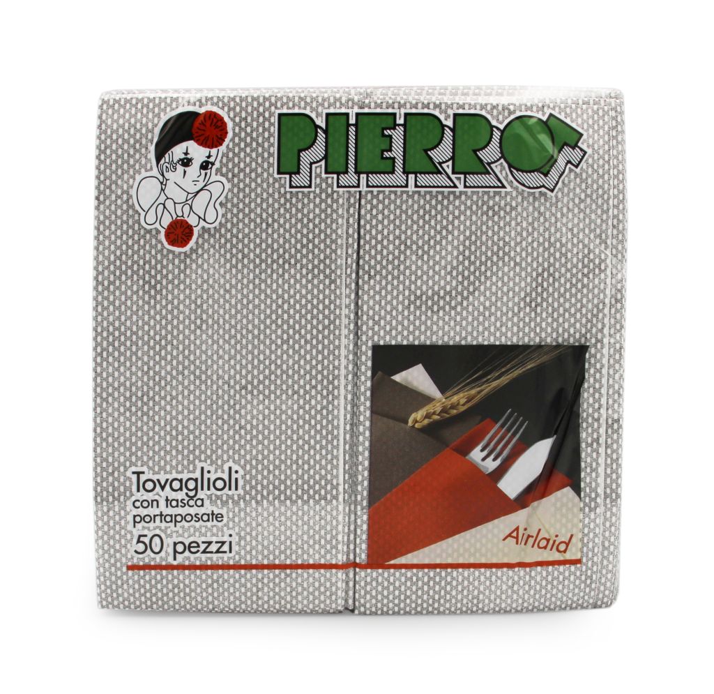 TOVAGLIOLO AIRLAID 40X30 PIEGA1/6 POCKET DUOGRIGIO