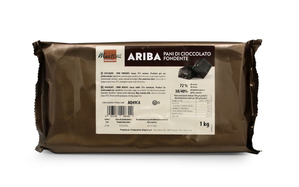 CIOCCOLATO FONDENTE 72% PANI ARIBA | CT: 10CF X 1kg | UNIGRA' - MARTINI CIOCCOLATO