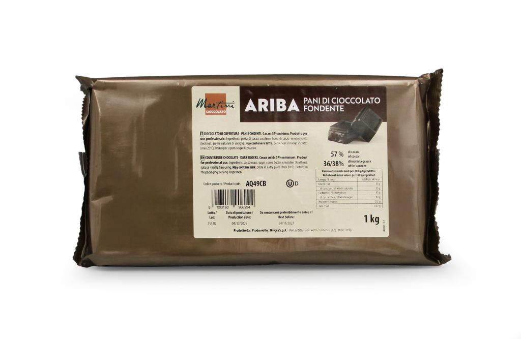 CIOCCOLATO FONDENTE 57% PANI ARIBA | CT: 10CF X 1kg | UNIGRA' - MARTINI CIOCCOLATO