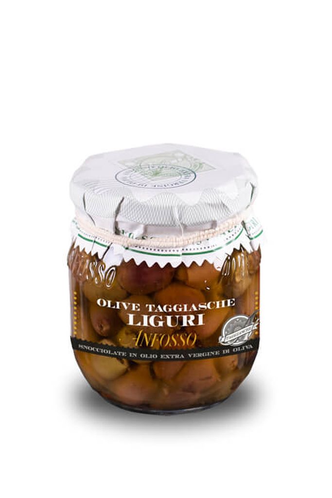 OLIVE TAGGIASCHE DENOCCIOLATE CON OLIO EXTRA. | 1CT X 2cf X 950g | ANFOSSO