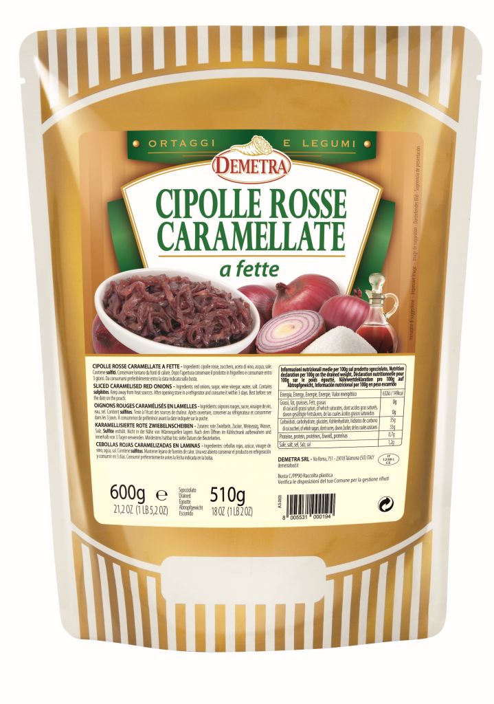 CIPOLLE ROSSE FETTE CARAMELLATE BUSTA | CT: 6CF X 600g | DEMETRA