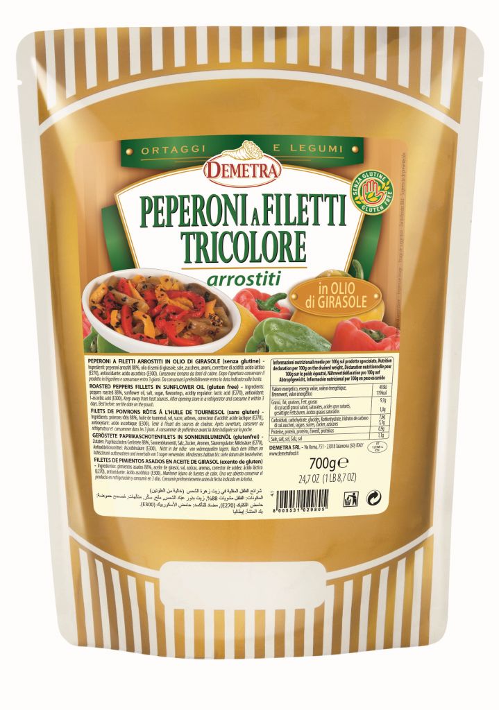 PEPERONI FILETTI TRICOLORI ARROSTITI | 6CF X 700g | DEMETRA