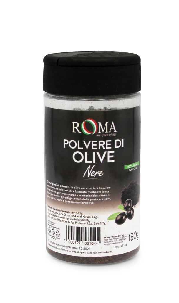 POLVERE DI OLIVE NERE LECCINO | CT: 6CF X 130g | ROMA FINE FOODS