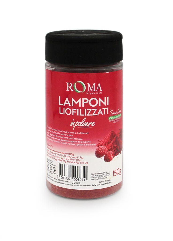 LAMPONI LIOFILIZZATI IN POLVERE | CT: 6CF X 150g | ROMA FINE FOODS