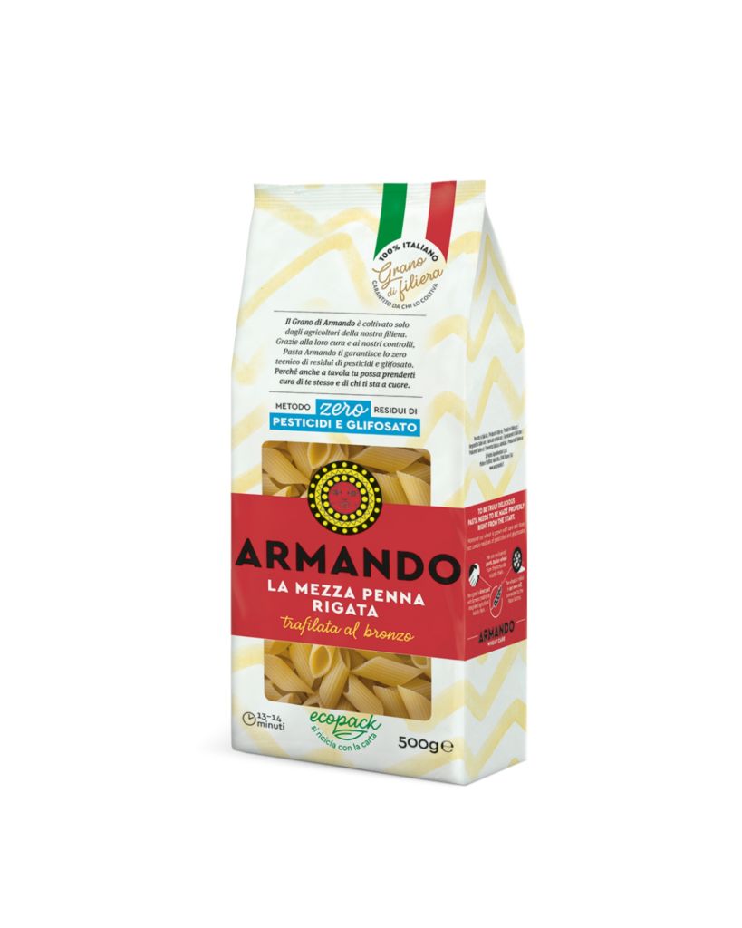 MEZZA PENNA RIGATA GRANO ITA | 12CF X 500g | GRANO ARMANDO