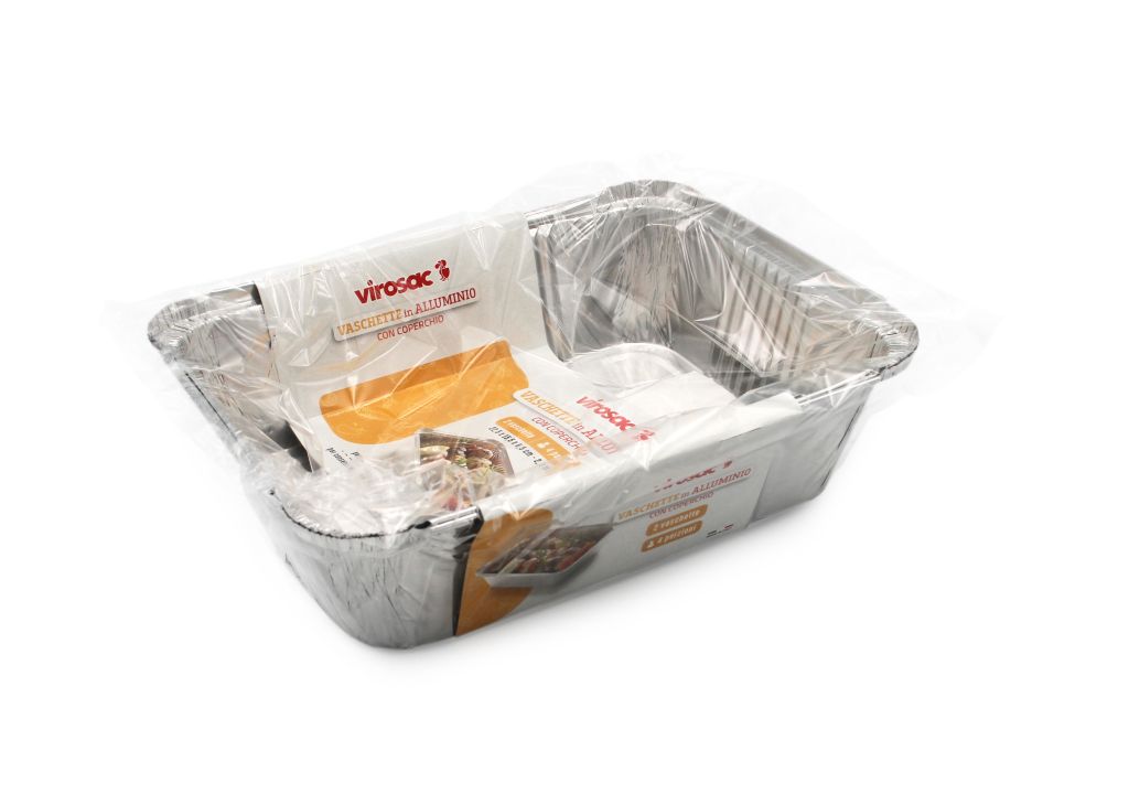VASSOIO ALLUMINIO 4 PORZIONI X48PZ CON COPERC