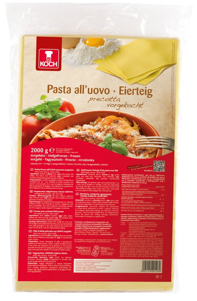 PASTA SFOGLIA UOVA PRECOTTA PER LASAGNE | 5CF X 2kg |